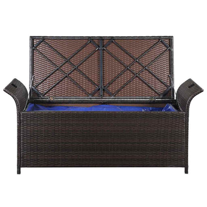 Storage Bench With Cushion 138 Cm Poly Rattan