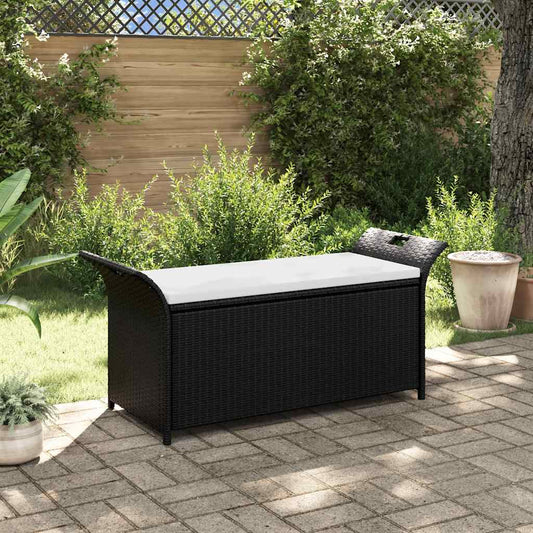Storage Bench With Cushion 138 Cm Poly Rattan