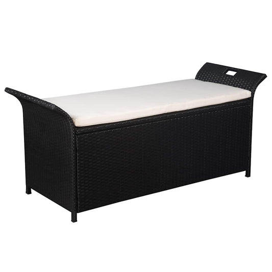 Storage Bench With Cushion 138 Cm Poly Rattan