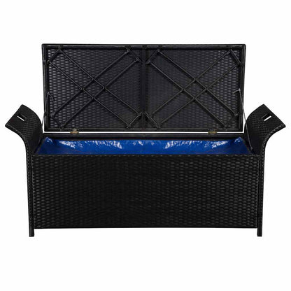 Storage Bench With Cushion 138 Cm Poly Rattan