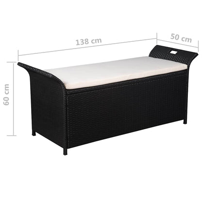 Storage Bench With Cushion 138 Cm Poly Rattan