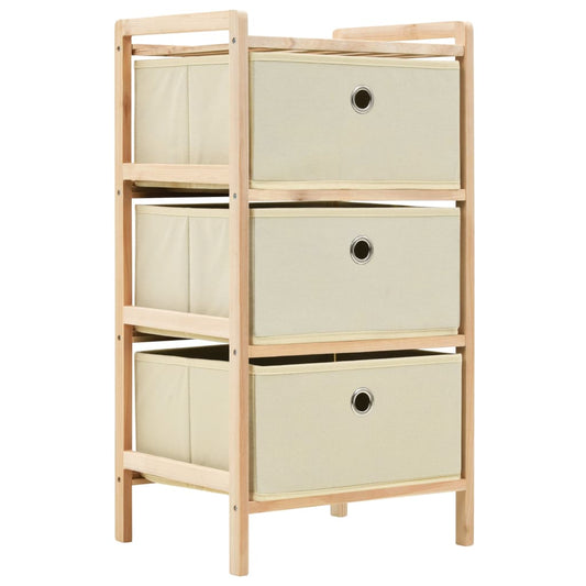 Storage Rack With 3 Fabric Baskets Cedar Wood Beige