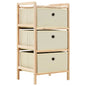 Storage Rack With 3 Fabric Baskets Cedar Wood Beige