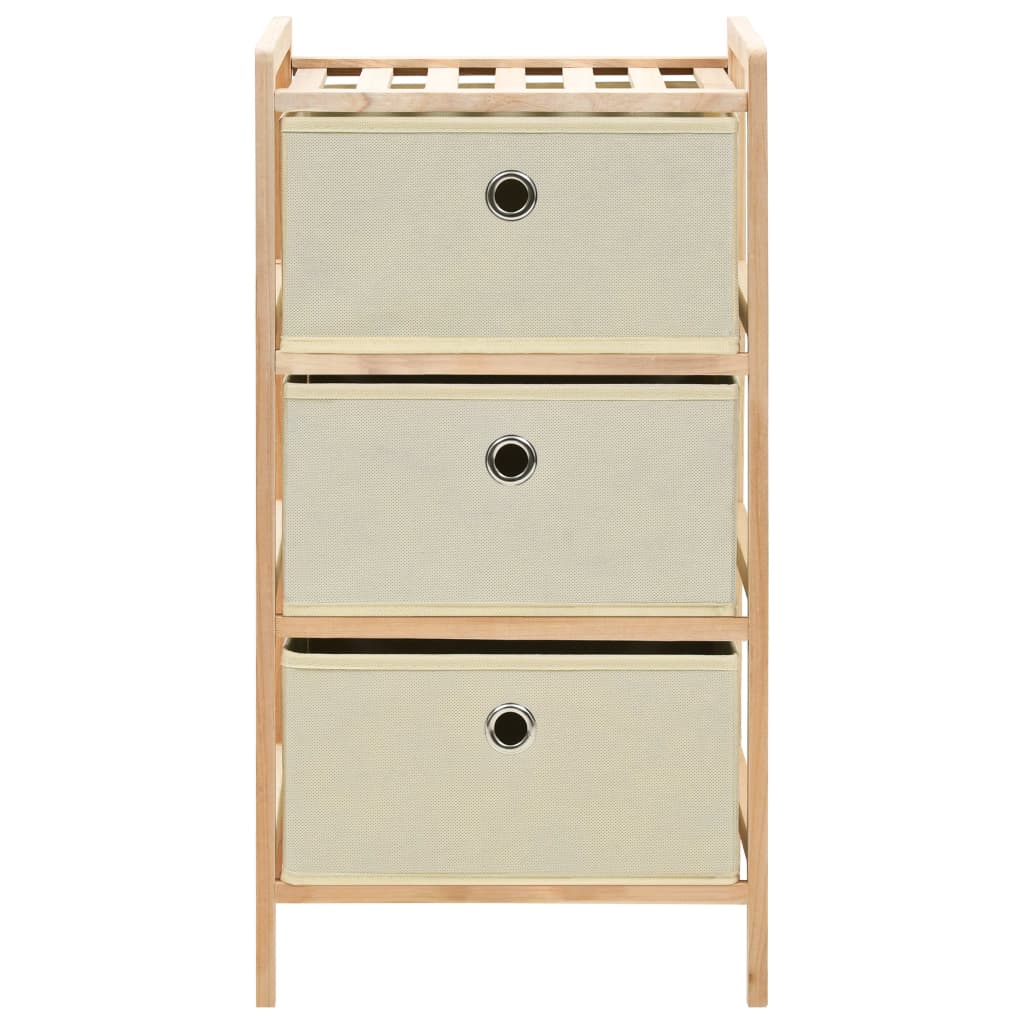 Storage Rack With 3 Fabric Baskets Cedar Wood Beige