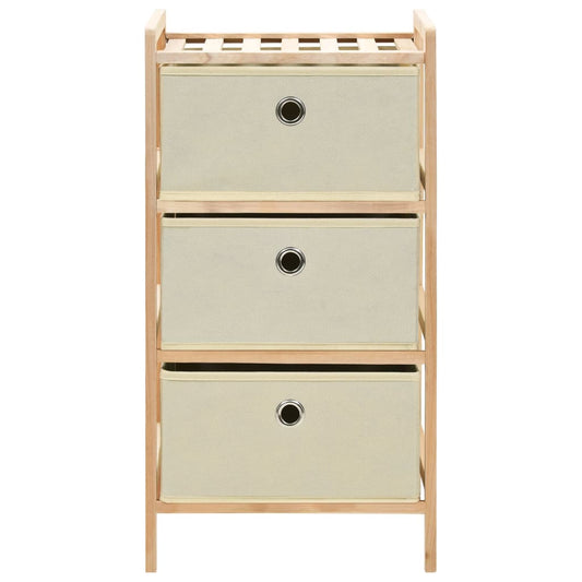 Storage Rack With 3 Fabric Baskets Cedar Wood Beige