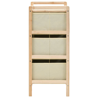 Storage Rack With 3 Fabric Baskets Cedar Wood Beige