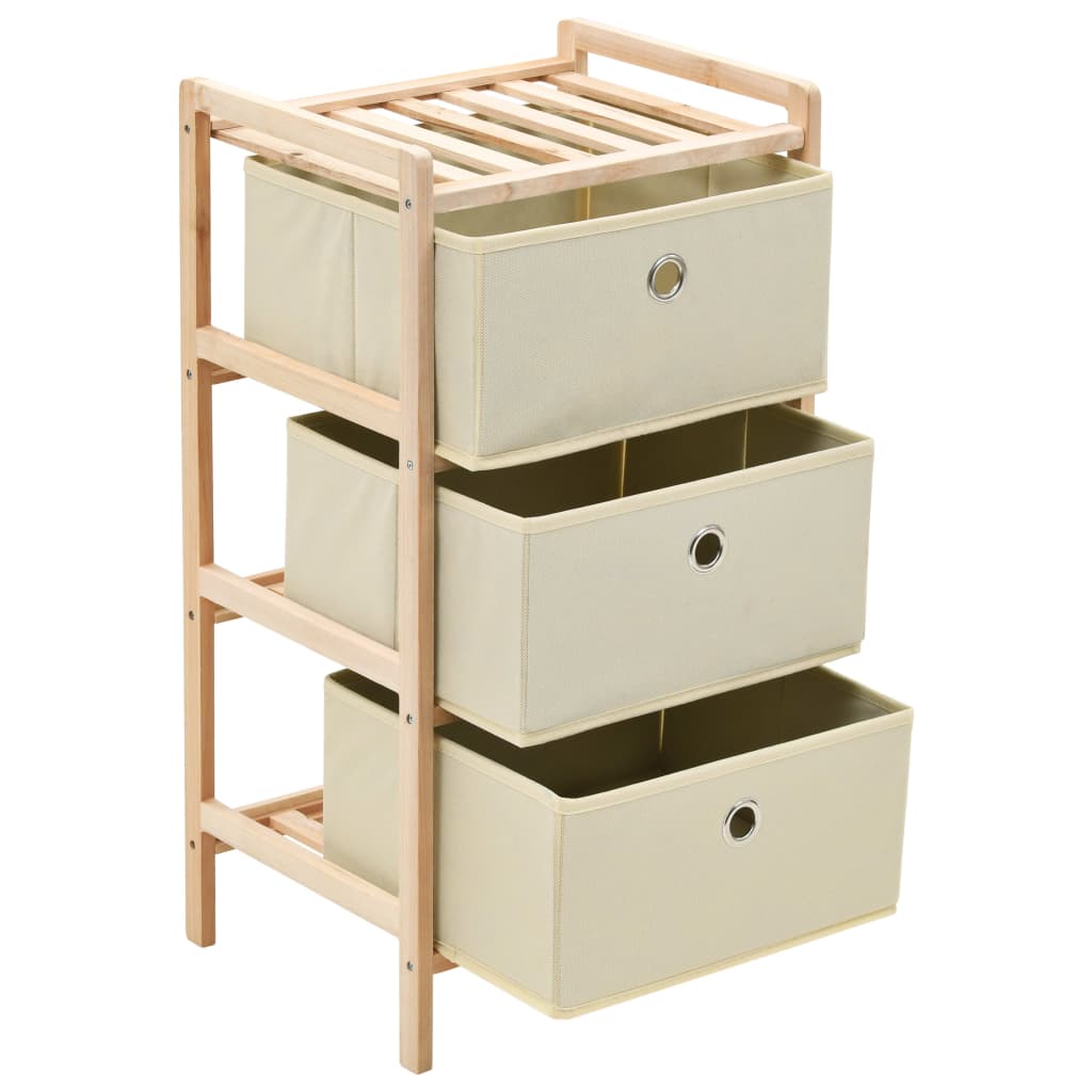 Storage Rack With 3 Fabric Baskets Cedar Wood Beige
