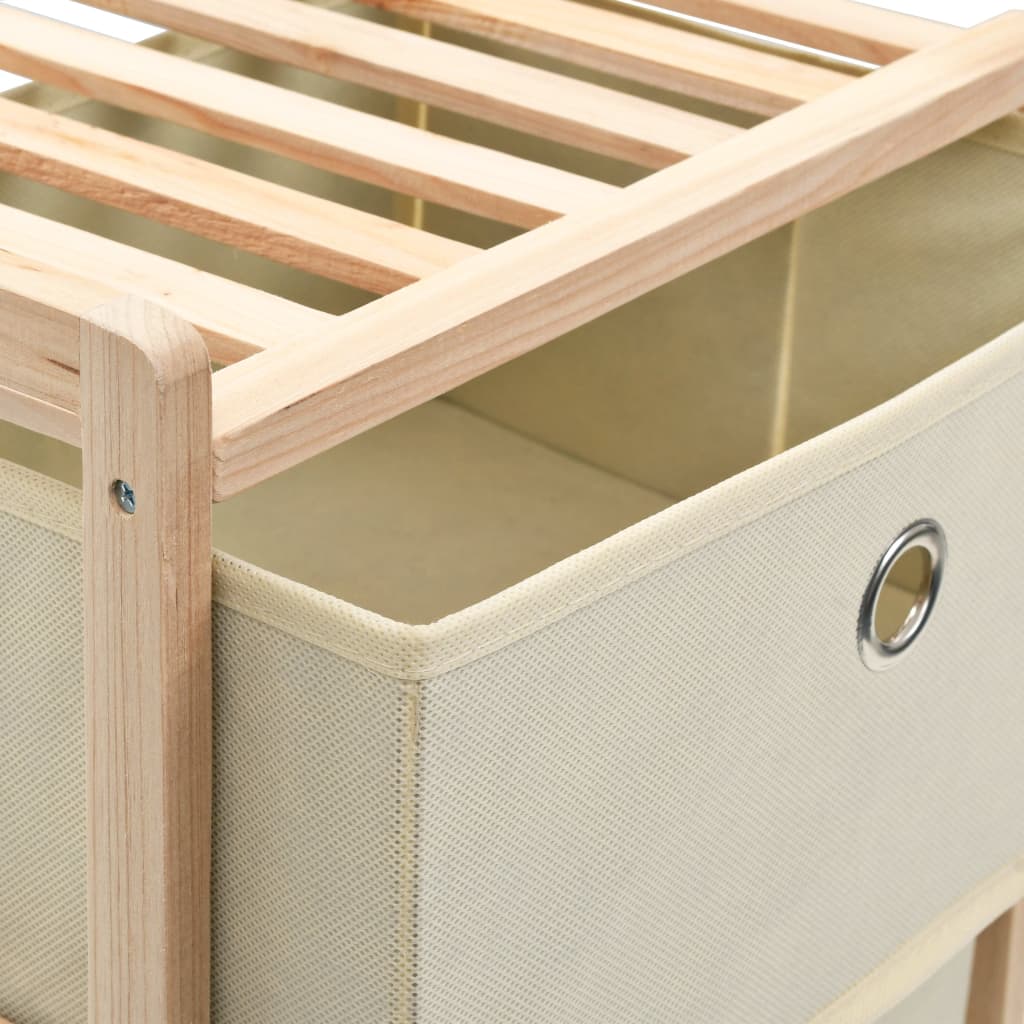 Storage Rack With 3 Fabric Baskets Cedar Wood Beige