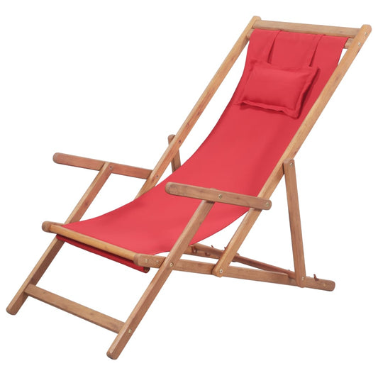 Folding Beach Chair Fabric And Wooden Frame