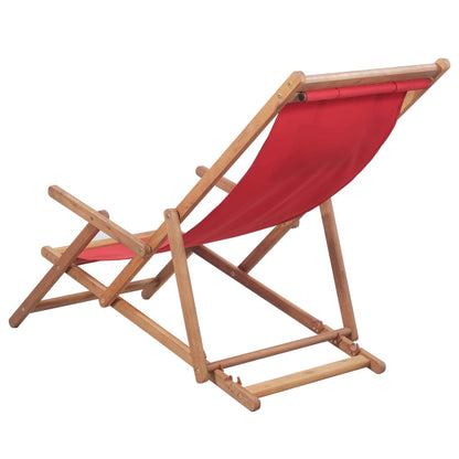 Folding Beach Chair Fabric And Wooden Frame