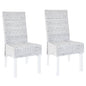Dining Chairs 2 Pcs Light Brown Kubu Rattan And Mahogany Wood