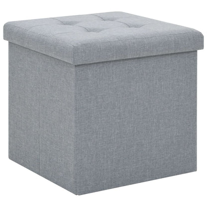 Folding Storage Stool Faux Linen