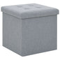 Folding Storage Stool Faux Linen