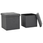 Folding Storage Stool Faux Linen