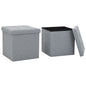 Folding Storage Stool Faux Linen