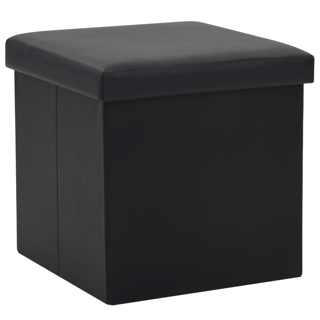 Folding Storage Stool Faux Leather