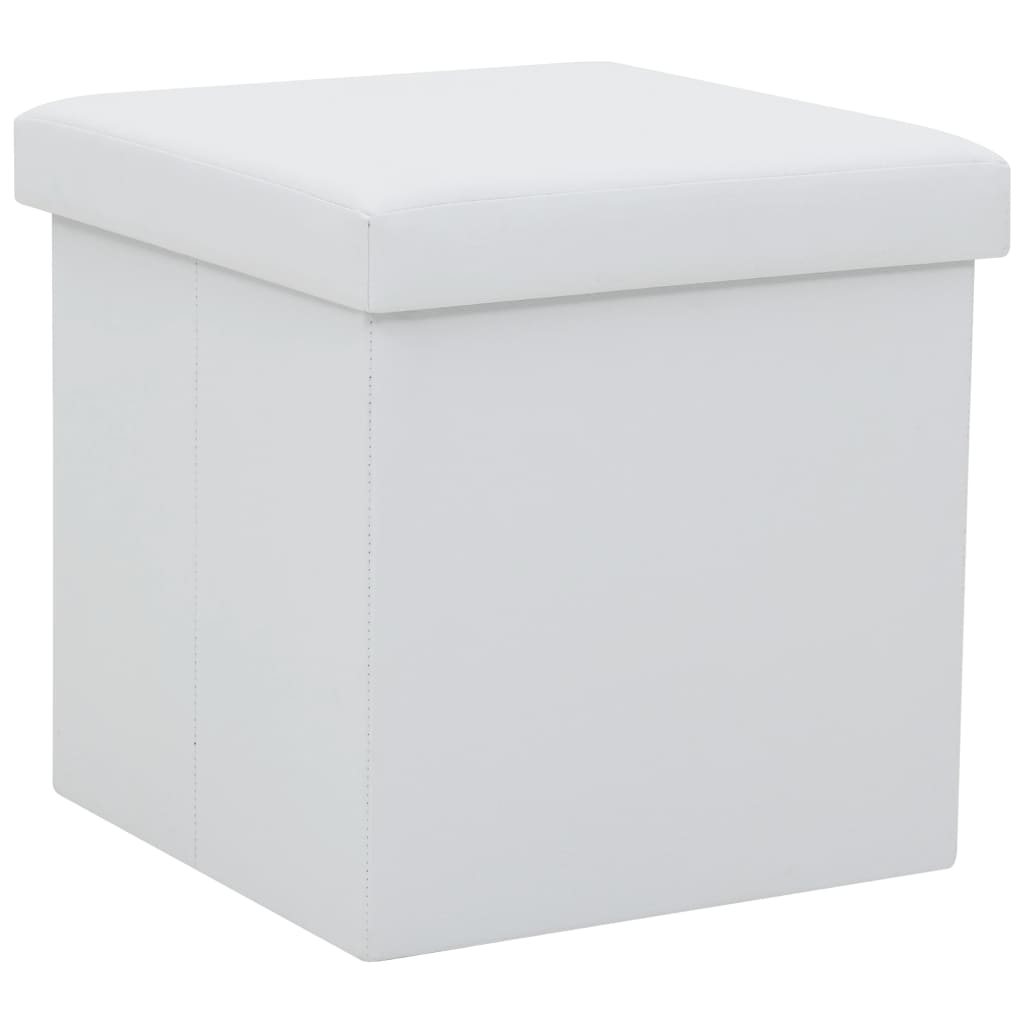 Folding Storage Stool Faux Leather
