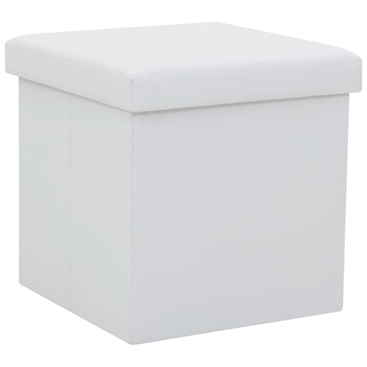 Folding Storage Stool Faux Leather