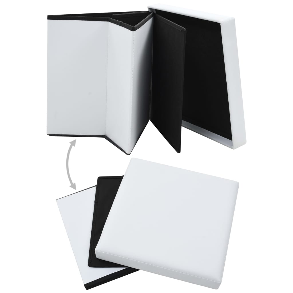 Folding Storage Stool Faux Leather
