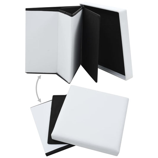 Folding Storage Stool Faux Leather