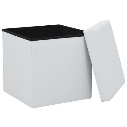 Folding Storage Stool Faux Leather