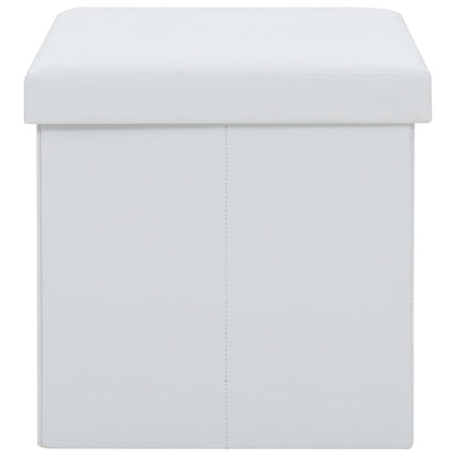 Folding Storage Stool Faux Leather