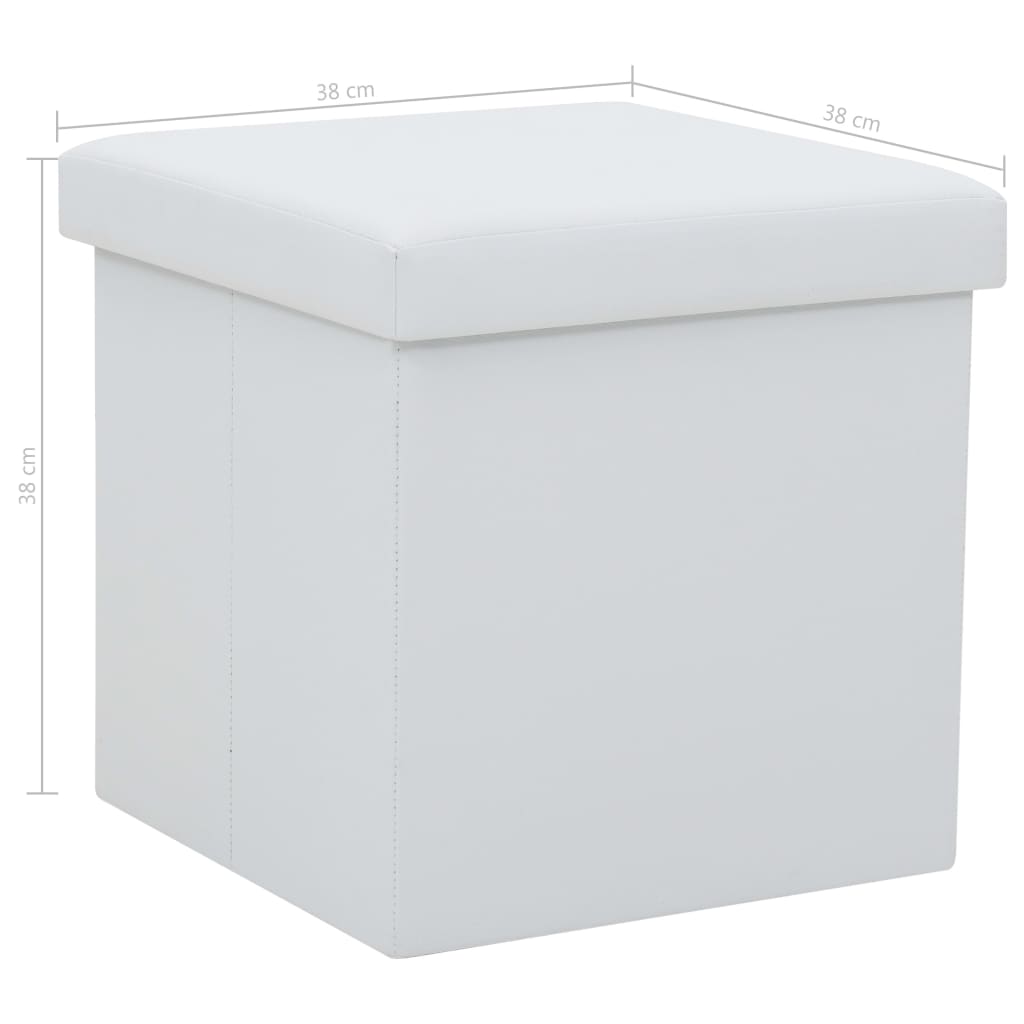 Folding Storage Stool Faux Leather