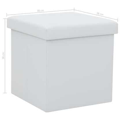 Folding Storage Stool Faux Leather