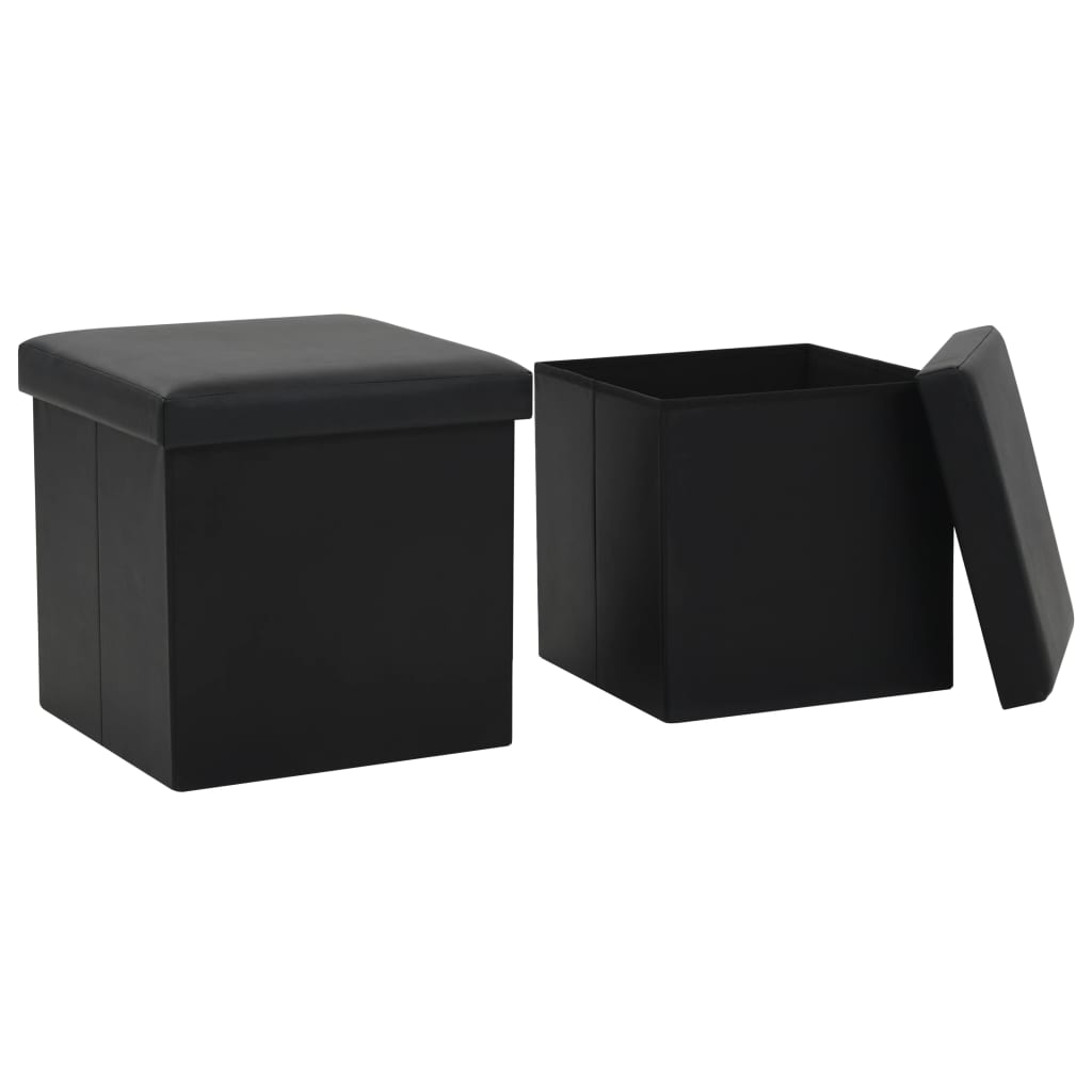 Folding Storage Stool Faux Leather