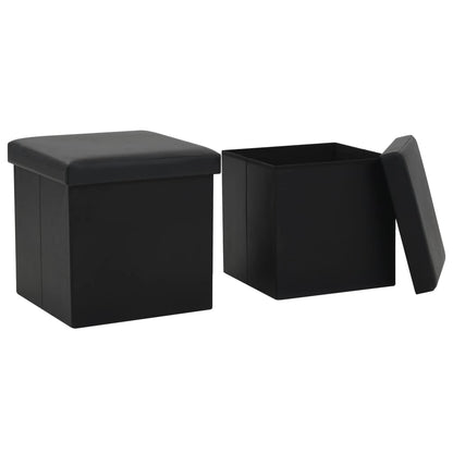 Folding Storage Stool Faux Leather