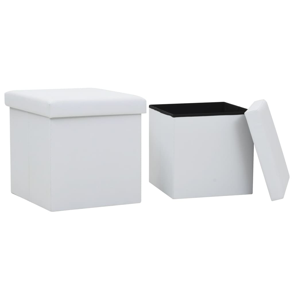 Folding Storage Stool Faux Leather