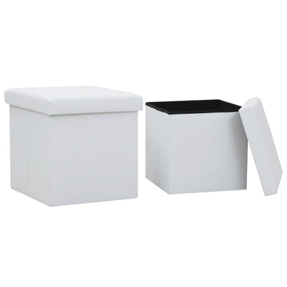 Folding Storage Stool Faux Leather