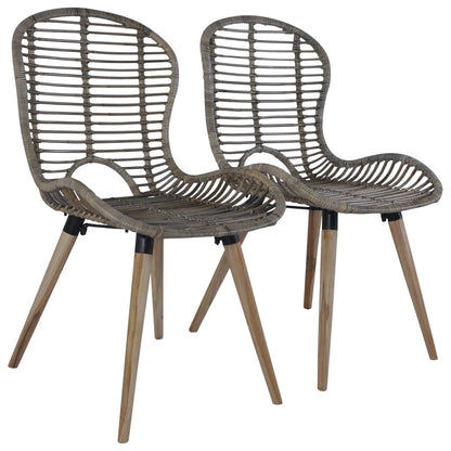 Dining Chairs 2 Pcs Natural Rattan