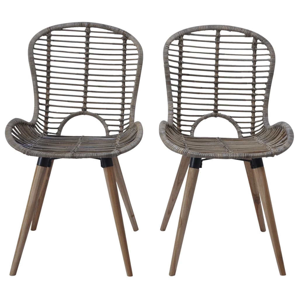 Dining Chairs 2 Pcs Natural Rattan
