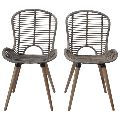 Dining Chairs 2 Pcs Natural Rattan