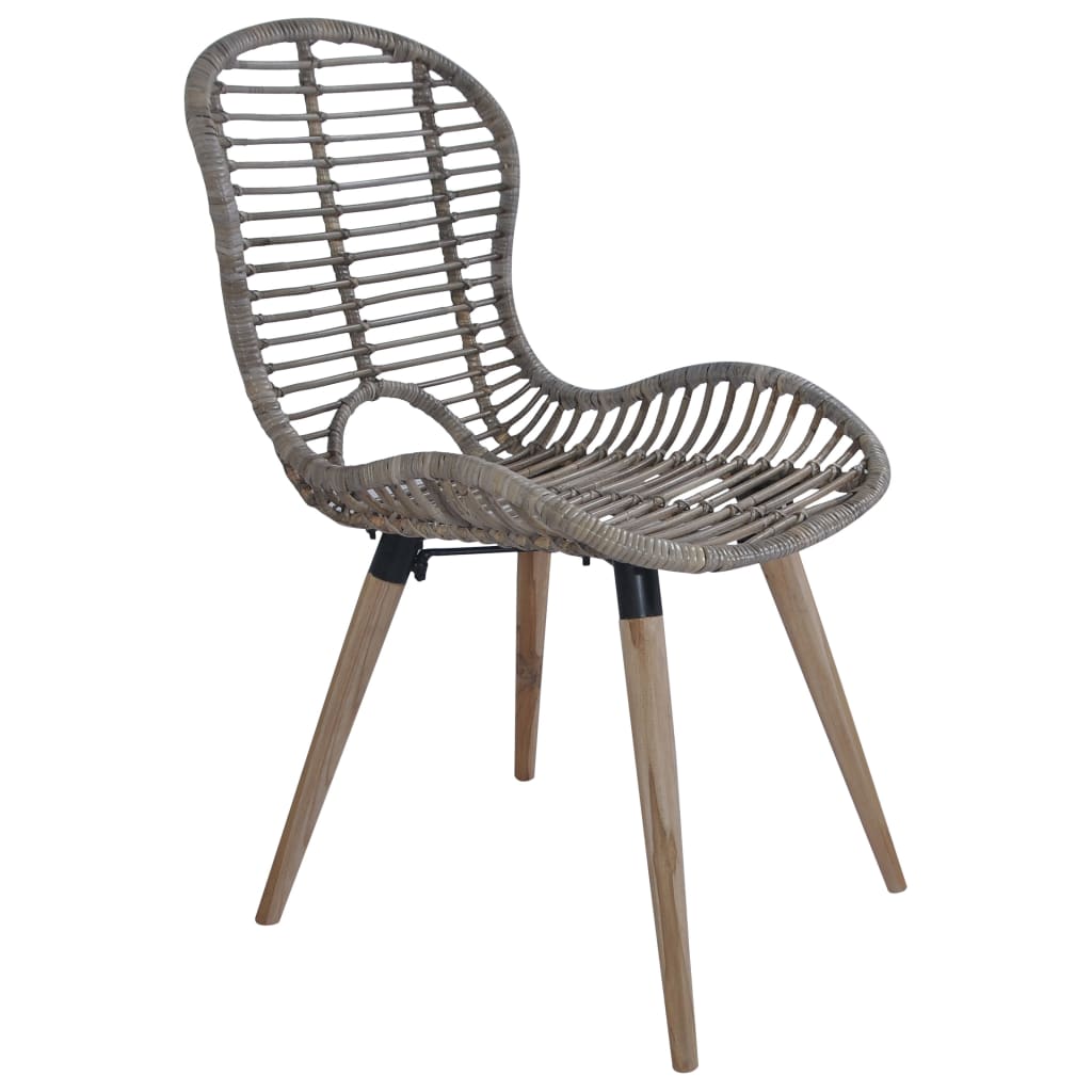 Dining Chairs 2 Pcs Natural Rattan