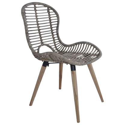Dining Chairs 2 Pcs Natural Rattan