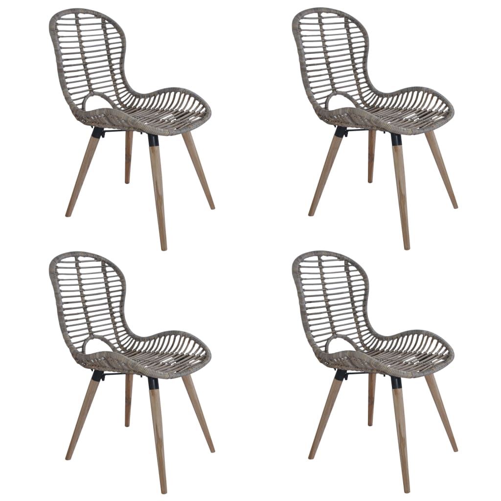 Dining Chairs 2 Pcs Natural Rattan