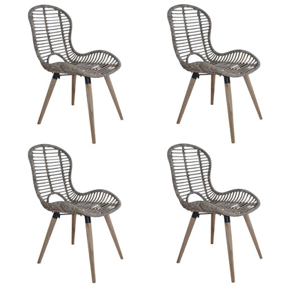 Dining Chairs 2 Pcs Natural Rattan