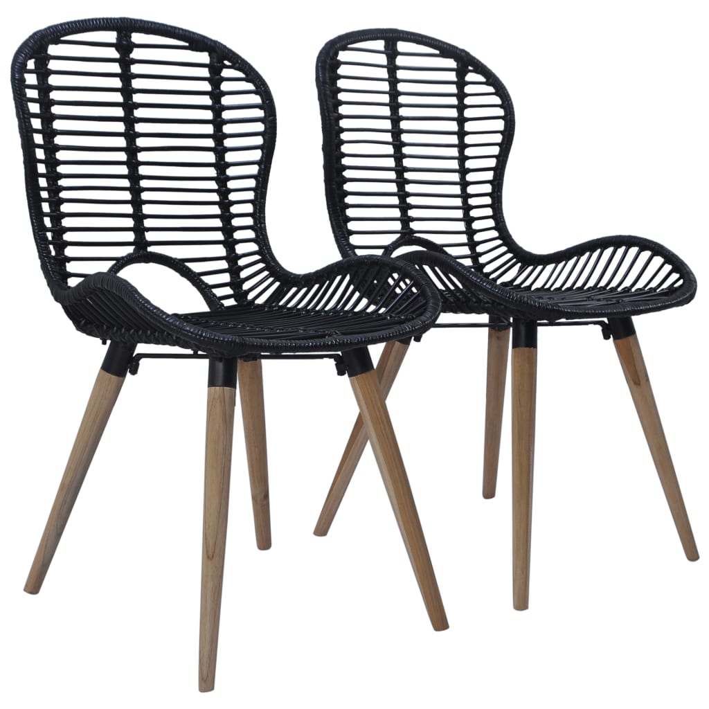 Dining Chairs 2 Pcs Natural Rattan