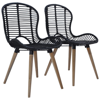 Dining Chairs 2 Pcs Natural Rattan