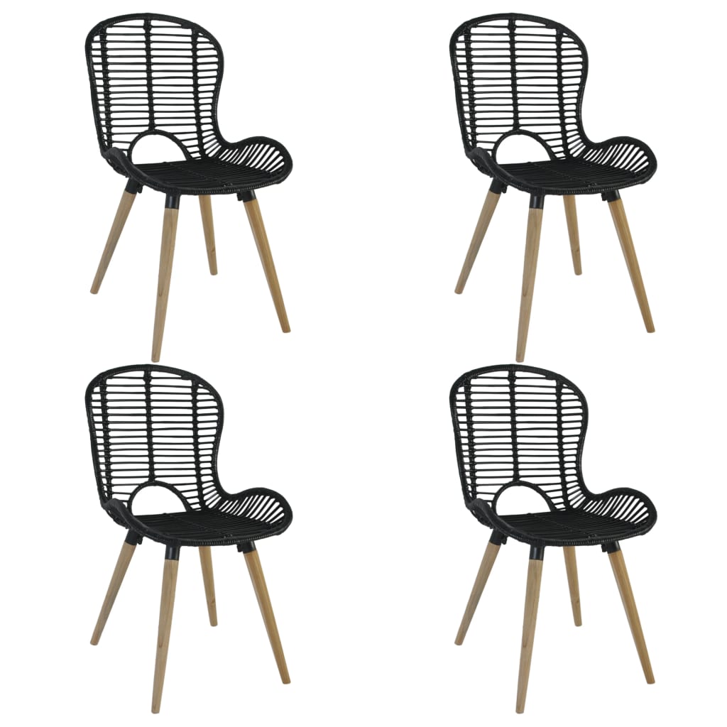 Dining Chairs 2 Pcs Natural Rattan