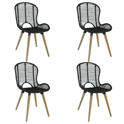 Dining Chairs 2 Pcs Natural Rattan