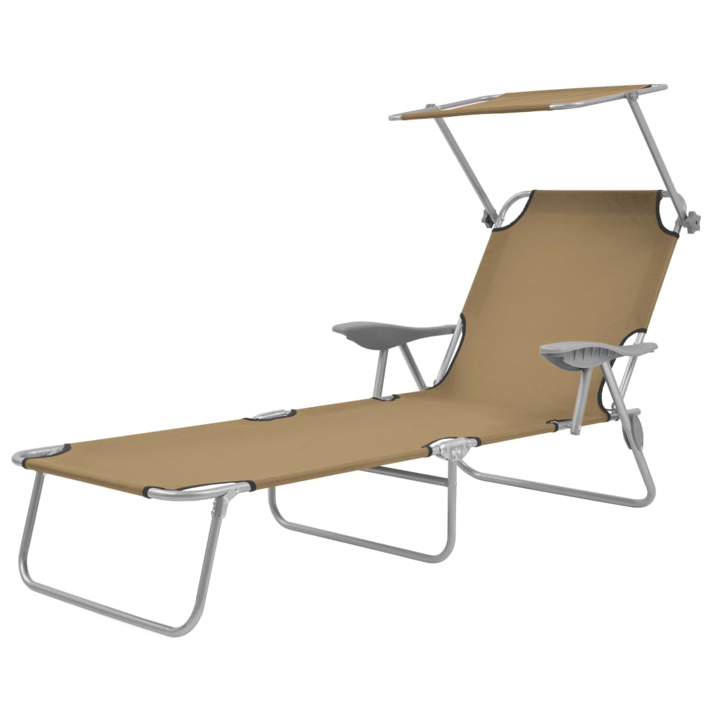 Sun Lounger With Canopy Steel Blue