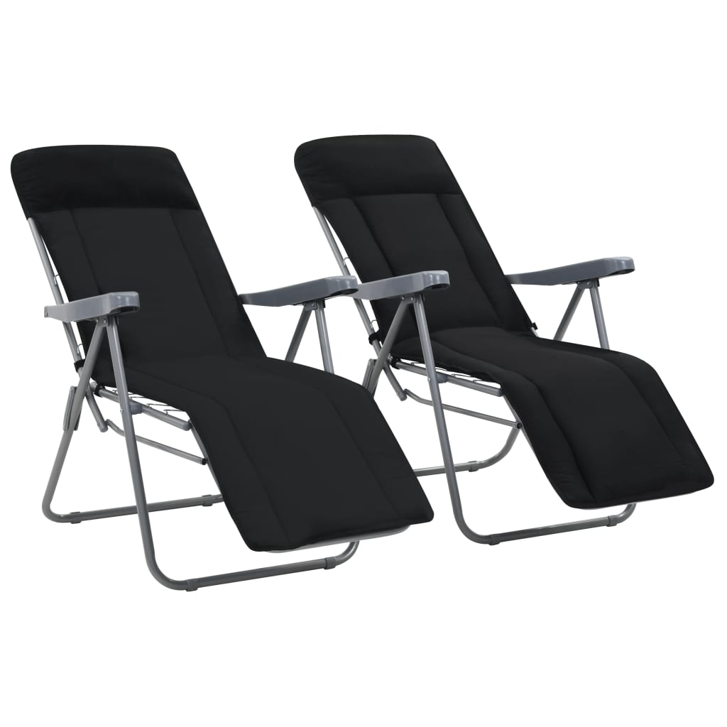 Folding Garden Chairs With Cushions 2 Pcs