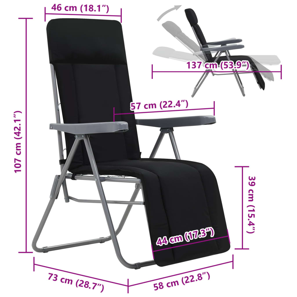 Folding Garden Chairs With Cushions 2 Pcs
