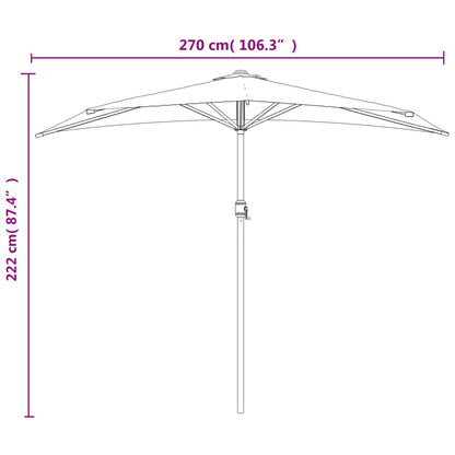 Garden Parasol With Aluminium Pole 270X144 Cm Half