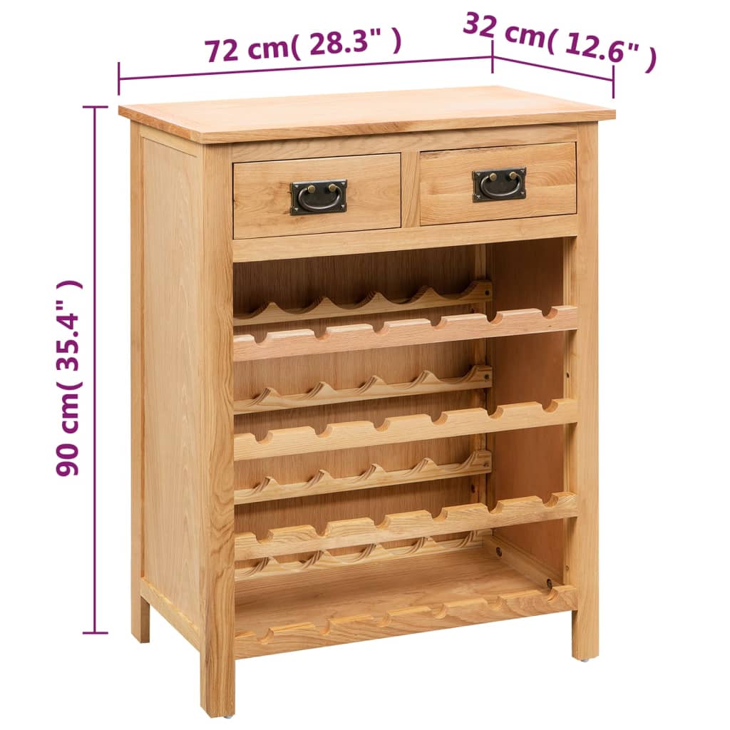 Wine Cabinet 72X32X90 Cm Solid Oak Wood