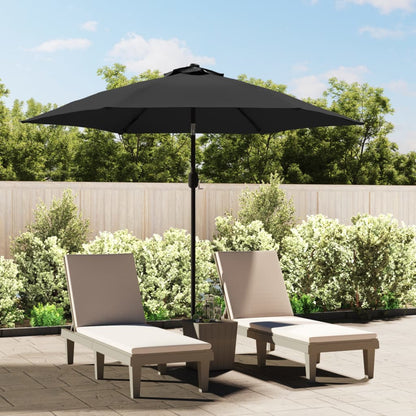Garden Parasol With Led Lights And Steel Pole 300 Cm