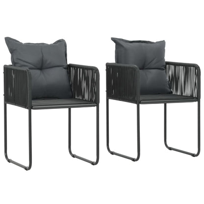 Outdoor Chairs 4 Pcs With Pillows Poly Rattan Black